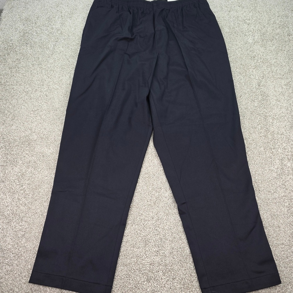 Lands End Womens 20W Navy Blue Elastic Waist Pull On Straight Leg Pants Regular